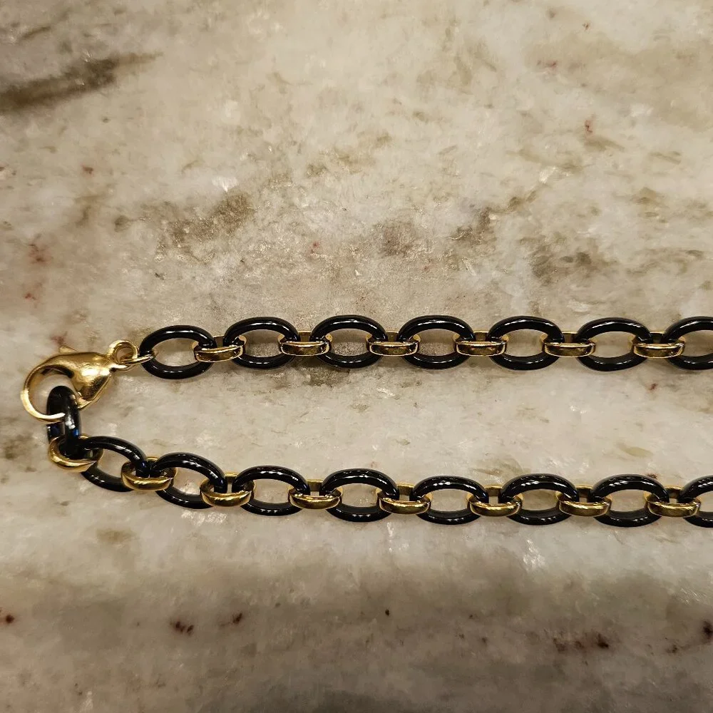 RARE MONICA RICH KOSANN AUDREY BLACK CERAMIC 18K GOLD 18
